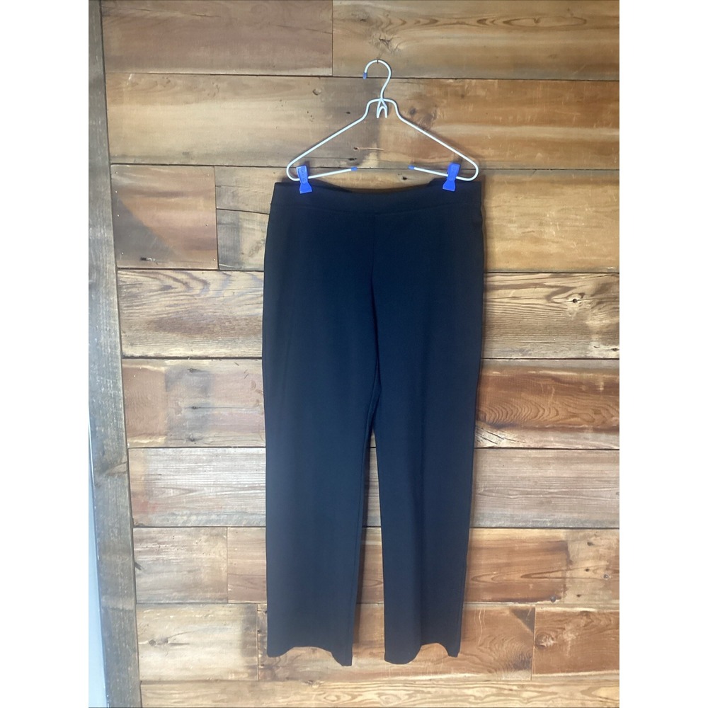 Eileen Fisher Pants Ponte Knit Stretch Straight Leg Black Washable Size Medium